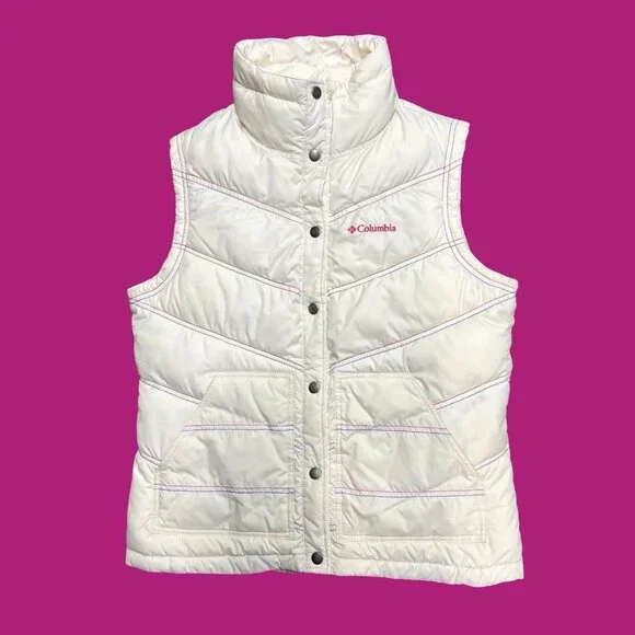 Columbia Vest Womens Medium White Omni-Shield Quilted Insulated Full Zip Puffer - Picture 2 of 8